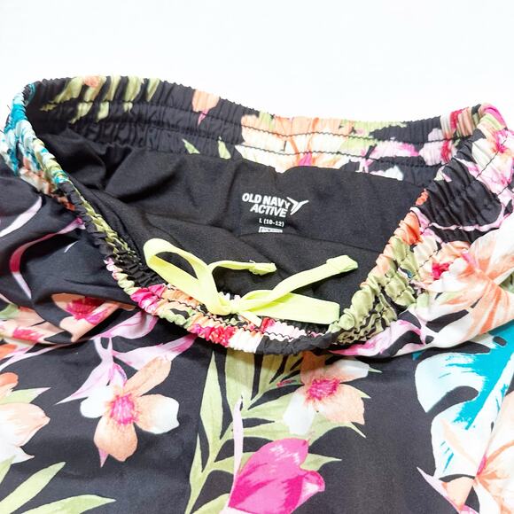 Old Navy Active Shorts sz 10-12 Tropical Floral Print Activewear Shorts - Picture 2 of 4